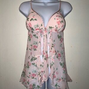 Floral Sheer Babydoll Lingerie Top